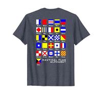 Back Design Nautical Signal Flag Alphabet T-Shirt, Men, Heather Blue, Large