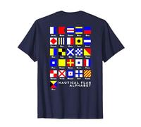 Back Design Nautical Signal Flag Alphabet T-Shirt, Men, Navy Blue, 6X-Large