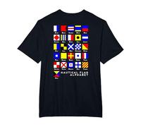 Back Design Nautical Signal Flag Alphabet T-Shirt, Men's Big and Tall, Black, 3X Tall