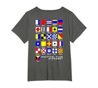 Back Design Nautical Signal Flag Alphabet T-Shirt, Women's Plus, Asphalt Grey, 6X