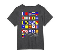 Back Design Nautical Signal Flag Alphabet T-Shirt, Women's Plus, Dark Heather Grey, 1X