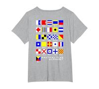 Back Design Nautical Signal Flag Alphabet T-Shirt, Women's Plus, Heather Grey, 2X