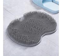 Back Exfoliating Bath Wash Pad,Bathroom Back Scrubber Wall Mounted Suction Cup Silicone Back Exfoliator Foot Massage Pad for Shower Non-Slip Mat Cleaning Brush (Gray)