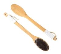 Back Exfoliating Brush with Extra Long 46cm Handle Natural Firm Bristle Bath Brush for Dry Wet Body Scrub Massage Deep Cleansing Skin Renewal (2 Packs)