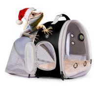 Back Extention Bearded Dragon Travel Backpack Carrier with Reptile Thermometer and Humidity Gauge Lizard Travel Cage Space Capsule Clear Bubble Window Astronaut Reptile Carrier Bag for Ball Python
