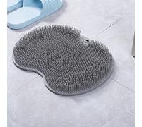 Back/Feet Scrubber for Shower,Foot Scrubber for Shower,Silicone Shower Brush with Suction Cup for Cleaning & Exfoliating Skin,Floating Body Long Bristles for Wet or Dry Brushing,30×25cm (Gray)