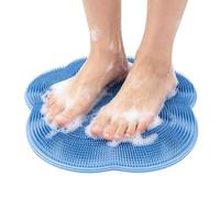 Back Foot Scrubber for Shower Floor - Silicone Foot Cleaning Mat with Suction Cups, Non-Slip Bath Scrubber for Elderly Men Women, 11.81x11.81inch for Dorm Bathtub