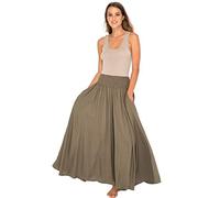 Back From Bali Womens Boho Wide Leg Palazzo Pants Smocked Waist Harem Lounge Loose Summer Beach Pants, Olive, Large-X-Large