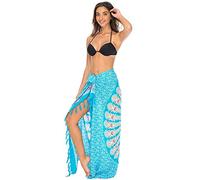 Back From Bali Womens Sarong Beach Swimsuit Bikini Cover up Wrap Peacock & Clip - blue - One Size
