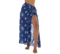 Back From Bali Womens Sarong Coverup Swimsuit Wrap Skirt Beach Pareo with Coconut Clip, Paros Blue, One Size