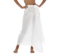Back From Bali Womens Sarong Swimsuit Beach Cover Up Solid Colors & Coconut Clip - White -