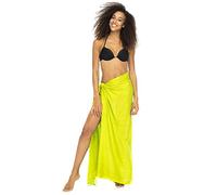 Back From Bali Womens Sarong Wrap Swimsuit Cover Up Solid Beach Pareo Bathing Suit Skirt Coconut Tie Clip, Lime, One Size