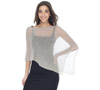 Back From Bali Womens Sheer Poncho Shrug Bolero, Lightweight Summer Shrug Pullover Sweater, Beige, One Size
