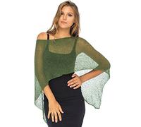 Back From Bali Womens Sheer Poncho Shrug Bolero, Lightweight Summer Shrug Pullover Sweater, Hunter Green, One Size