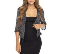 Back From Bali Womens Sheer Shrug Cardigan Lightweight Knit, Black Silver, One Size