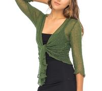 Back From Bali Womens Sheer Shrug Cardigan Lightweight Knit, Hunter Green, One size