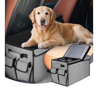 Back Front Seat Extender for Large Dogs Up to 200 Lbs, Adjustable Dog Back Seat Extender with Cushion & Storage Box, Car Organizer Gap Filler for Front or Back Seat,Gray