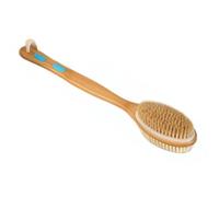 Back Frosted Bath Brush, Soft Natural Mane, Long Handle Bath Brush for exfoliating, Double-Sided Brush Head for Wet or Dry Brushing, Long Wooden Handle for Easy Body Cleaning.