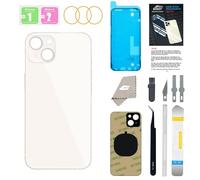 Back Glass Replacement for iPhone 13 with Repir Tools, Big Hole Rear Back Cover Glass Replacement All Carriers with Pre-Installed Adhesive and Repairing Tool Kits (White)
