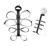 Back Handcuffs Bondage Set with Collar, Strong PU Leather Hand and Arm Cuffs, Adjustable Collar with 1 Lock and 2 Keys, Restraining Set for Couples, SM BDSM Sex Toys for Women Men Extreme Love