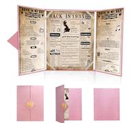 back in 1935 UK Poster 90th Birthday Gifts for Women, Happy 90th Birthday Decoration Supplies for her 90 Years Old Mum Aunt Friends, Folded,Pink