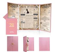 back in 1955 Birthday Poster With Card 2Pc Set, 70th Birthday Gifts Ideas For Women And Men, Happy 70 Years Birthday Decoration For Her,Him,Mum,Dad,Foldable,Pink
