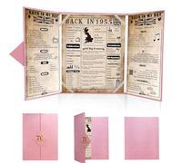 back in 1955 UK Poster 70th Birthday Gifts for Women, Happy 70th Birthday Decoration Supplies for her 70 Years Old Mum Aunt Friends, Folded,Pink