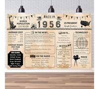 Back in 1956 Backdrop Large Wall Banner, Retro Style Happy 69th Birthday Wedding Anniversary 69 Years Class Reunion Poster Background for Men Women Party Decorations Supplies