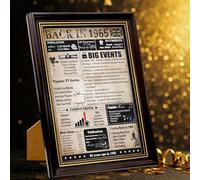 back in 1965 Poster Framed UK 60th Birthday Gifts for Men Women, Vintage Newspaper Happy 60th Birthday Decoration Supplies for 60 Year Old Grandpa Dad (10x13.5 inch, Black Gold)