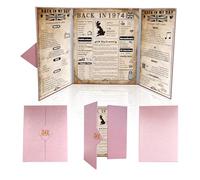 back in 1974 UK Poster 50th Birthday Gifts for Women, Happy 50th Birthday Decoration Supplies for her 50 Years Old Mum Aunt Friends, Folded,Pink