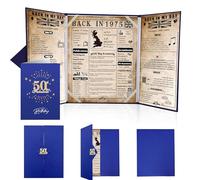 back in 1975 Birthday Poster With Card 2Pc Set, 50th Birthday Gifts Ideas For Men And Women, Happy 50 Years Birthday Decoration For Him,Her,Dad,Mum,Foldable,Blue