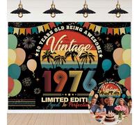 Back in 1976 Vintage Birthday Backdrop 6x4FT Rainbow 1976 Theme 50 Year Old Background for Men Happy 50th Birthday Party Decorations Photo Props