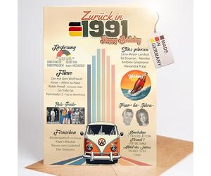 Back in 1991 Birthday Card 35 Years - Folding Card with Kraft Paper Envelope | Funny Retro Card for Men & Women for 35th Birthday | Gift Idea for Anniversary 35 Years (A6)