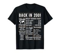 Back in 2001 25th Birthday Funny Facts 25 Years Old T-Shirt