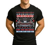 Back in Time Back the Future to Future Delorean Ugly Christmas Men's T-Shirt, black, XXL