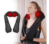 Back Massager for Shoulder and Neck, 4D Back Neck Massager with Heat, 3 Speed & 2 Heat Levels, Portable Wireless Electric Shoulder Massagers for Pain Relief, Gift for Home Office Travel (A)