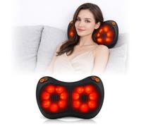 Back Massager, Neck Massager with Heat, Shiatsu Massage Pillow with 4 Deep Tissue Kneading Nodes, 3 Adjustable Speeds & Bi-Directional Control for Shoulder, Lower Back and Leg, Ideal Wellness Gift