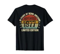 (Back) November Birthday 1977 Limited Edition Vintage 48th T-Shirt