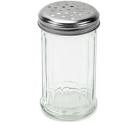 Back of House Ltd. Spice & Cheese Shaker - 12 oz. Glass Server with Metal Lid and Extra Large Holes for Parmesan and Mozzarella by