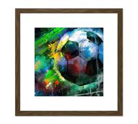 Back of the Net Football Soccer Score Goal Abstract Sport Painting Square Wooden Framed Wall Art Print Picture 8X8 Inch Artery8 Brown One Size
