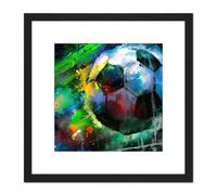 Back of the Net Football Soccer Score Goal Abstract Sport Painting Square Wooden Framed Wall Art Print Picture 8X8 Inch Artery8 Black One Size