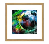 Back of the Net Football Soccer Score Goal Abstract Sport Painting Square Wooden Framed Wall Art Print Picture 8X8 Inch Artery8 Light Oak One Size