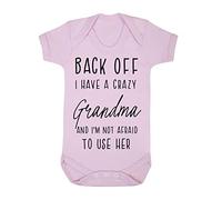 Back off I have a crazy Grandma and I'm not afraid to use her, family statement [BBY7] baby grow vest, 3-6 months, Pastel Pink