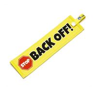 BACK OFF! Lead Sleeve - High Visibility Warning Wrap for Dog Walks - Bold Red Text Space Alert on Yellow Background - Secure Snap Waterproof Durable Design (Yellow - Stop Sign)