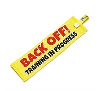BACK OFF! Lead Sleeve - High Visibility Warning Wrap for Dog Walks - Bold Red Text Space Alert on Yellow Background - Secure Snap Waterproof Durable Design (Yellow - Training in Progress)