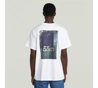Back Photo Print Loose T-Shirt - white denim - Men S
