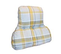 Back Posture Fleece Support Cushion with Lumbar Section - HOME OFFICE/WORK FROM HOME - Cream/Grey/Tartan Reversible - MADE IN UK - Cosy Faux Sherpa Fleece (Grey Fleece / Mustard Tartan Back)