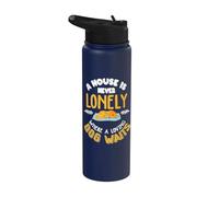 Back Print A House is Never Lonely Where a Loving Dog waits Stainless Steel Insulated Water Bottle
