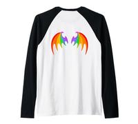 BACK PRINT Rainbow Dragon Bat Wings Cute Pride Party Magic Raglan Baseball Tee