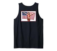 Back Print T Shirt - Sexy Blonde Girl & USA Flag Tank Top